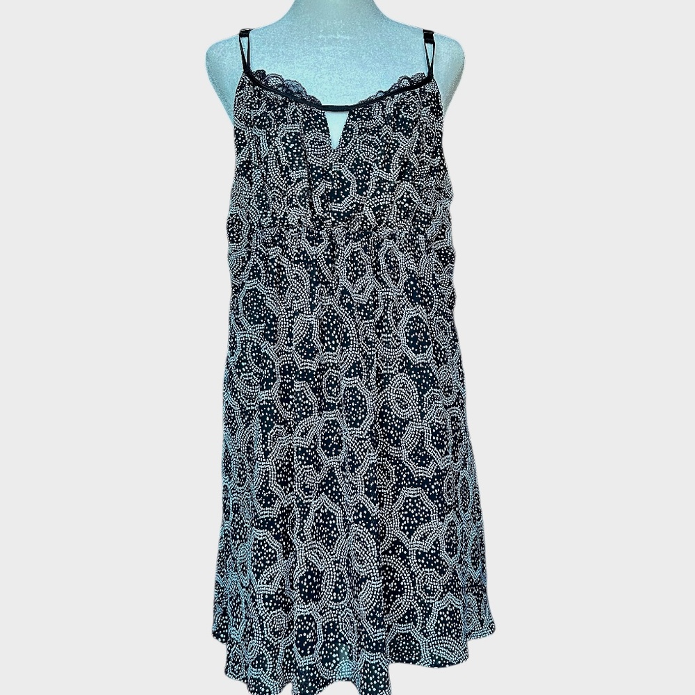 Oscar De La Renta Vtg Pink Label Black‎ And White Lingerie Lace Slip Dress